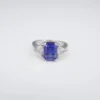 Tanzanite Diamond Cocktail Ring 14k White Gold 3-Stone 3ct Band Size 6, view 5