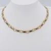 Antique 18K Gold Black White Enamel Floral Link Necklace 16.5" Victorian, view 6