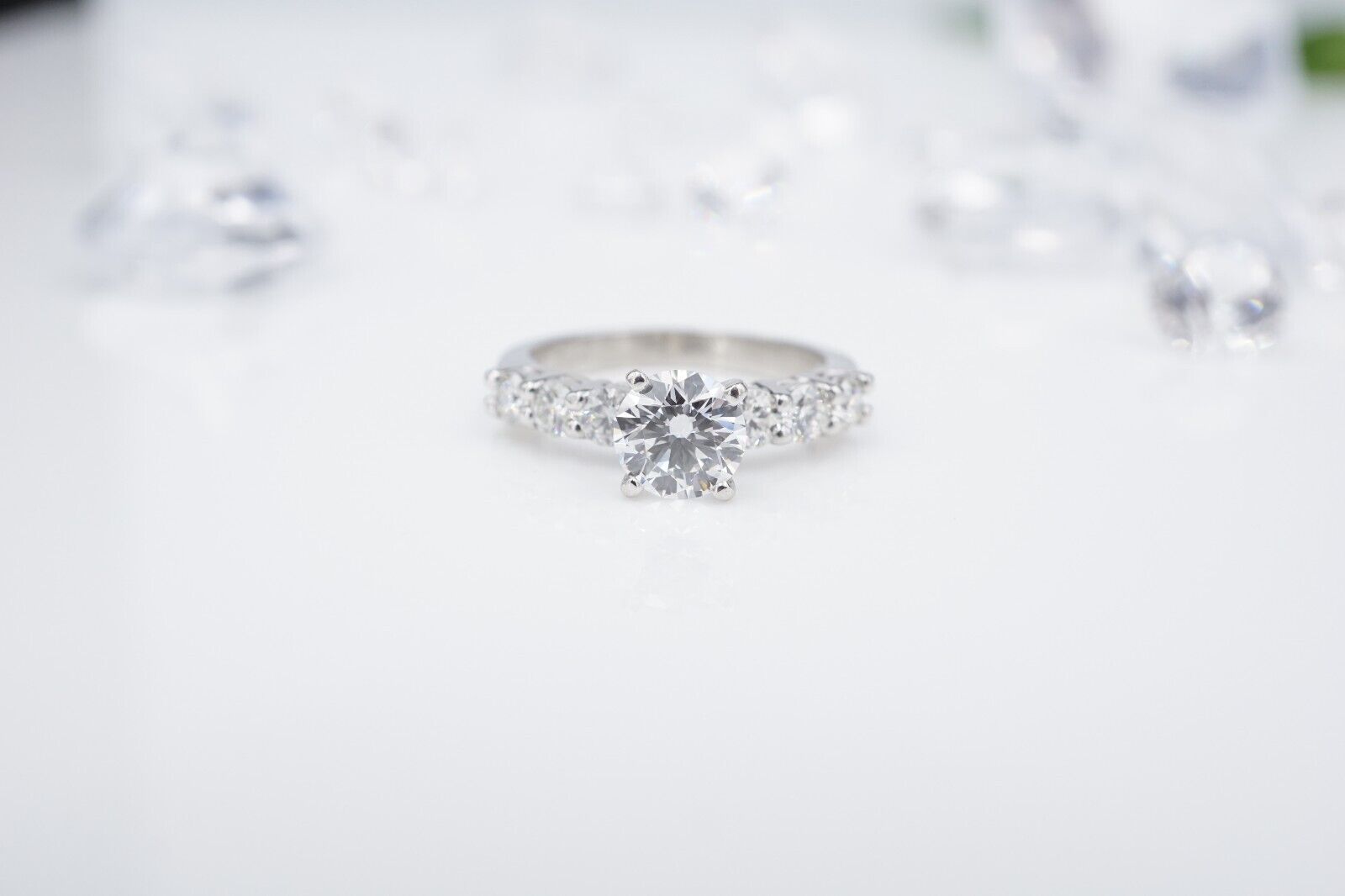 Platinum Diamond Engagement Ring Bridal Set E VS1 2.75 ct Size 7 AGS Cert, view 7