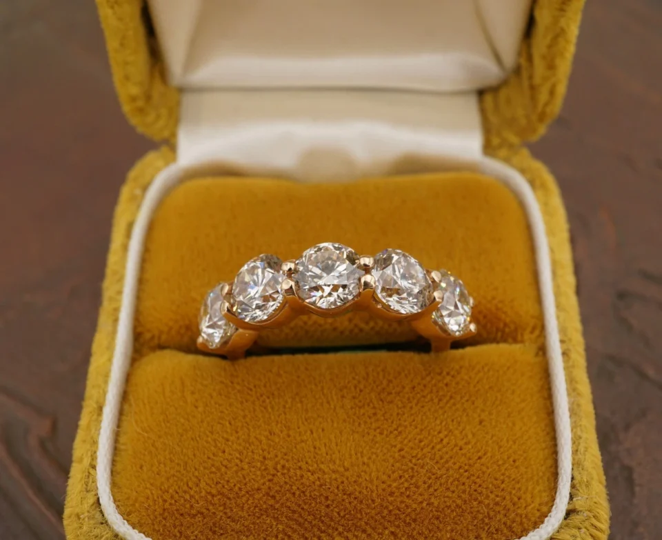 NEW 18k 5-Stone Diamond Stacker Band 4.52ctw Yellow Gold Size 6.25 CO1330