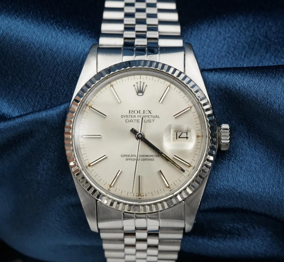 Rolex Datejust Ref 16014 Silver Stick Dial 7.5" SS Warranty 1979 36mm W1433