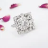 Antique 18K Old Mine Diamond Halo Ring White Gold 2.3 ctw Sz 6.5 Square, view 8