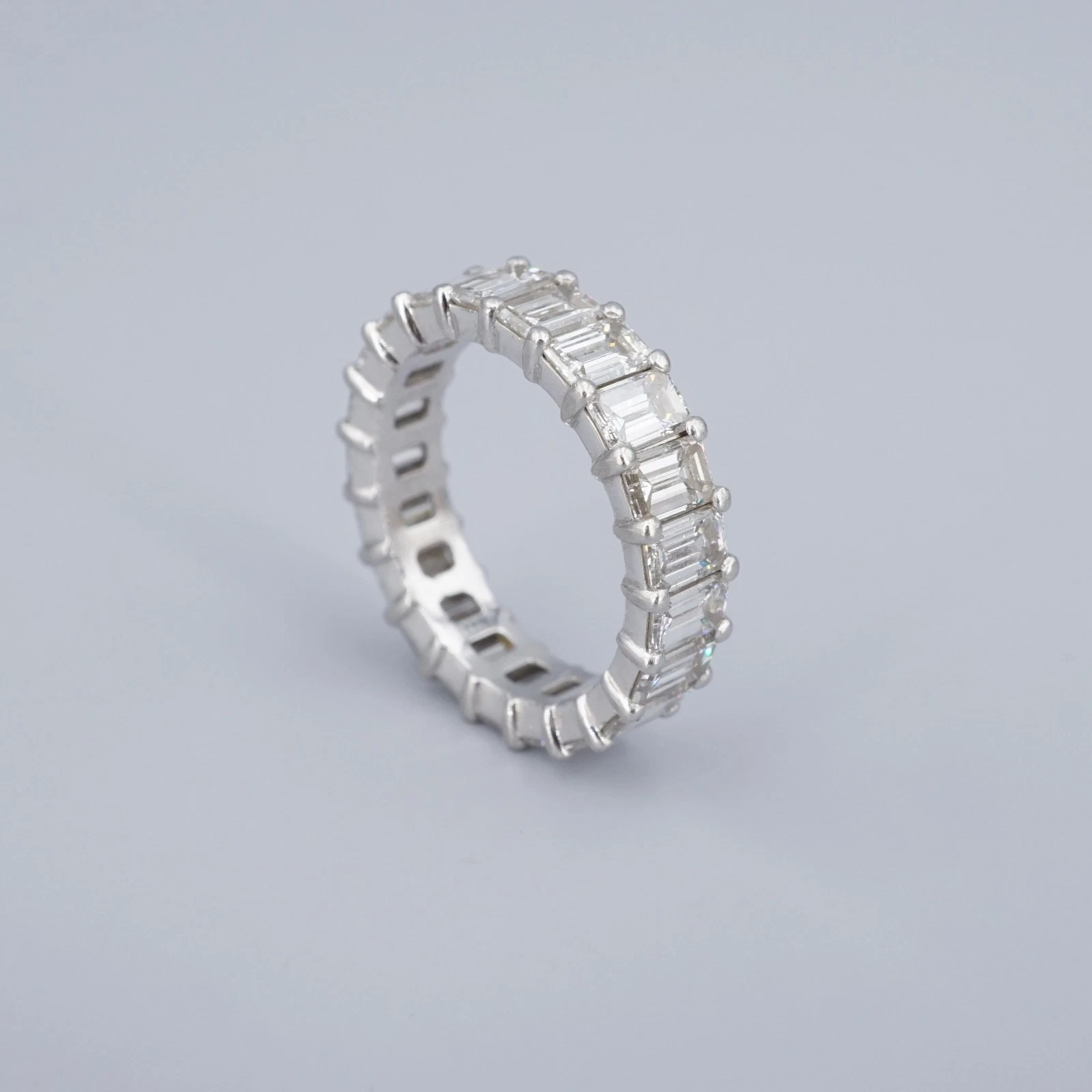 Platinum 4 ctw Emerald Cut Diamond Eternity Band Ring Size 5 Anniversary, view 5