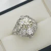 Antique Edwardian Old Mine Diamond Ring 4 ctw Platinum White Gold Size 6, view 1