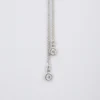 18k White Gold Diamond Pendant Necklace 26" Bolo Signed Designer, view 7