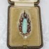 Antique 18k Opal Diamond Ruby Pendant Yellow Gold Fitted Box, view 5