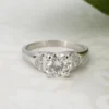 Vintage Diamond Engagement Ring Platinum 1.7ctw 3 Stone Sz 6.25 H VS2 GIA, view 5