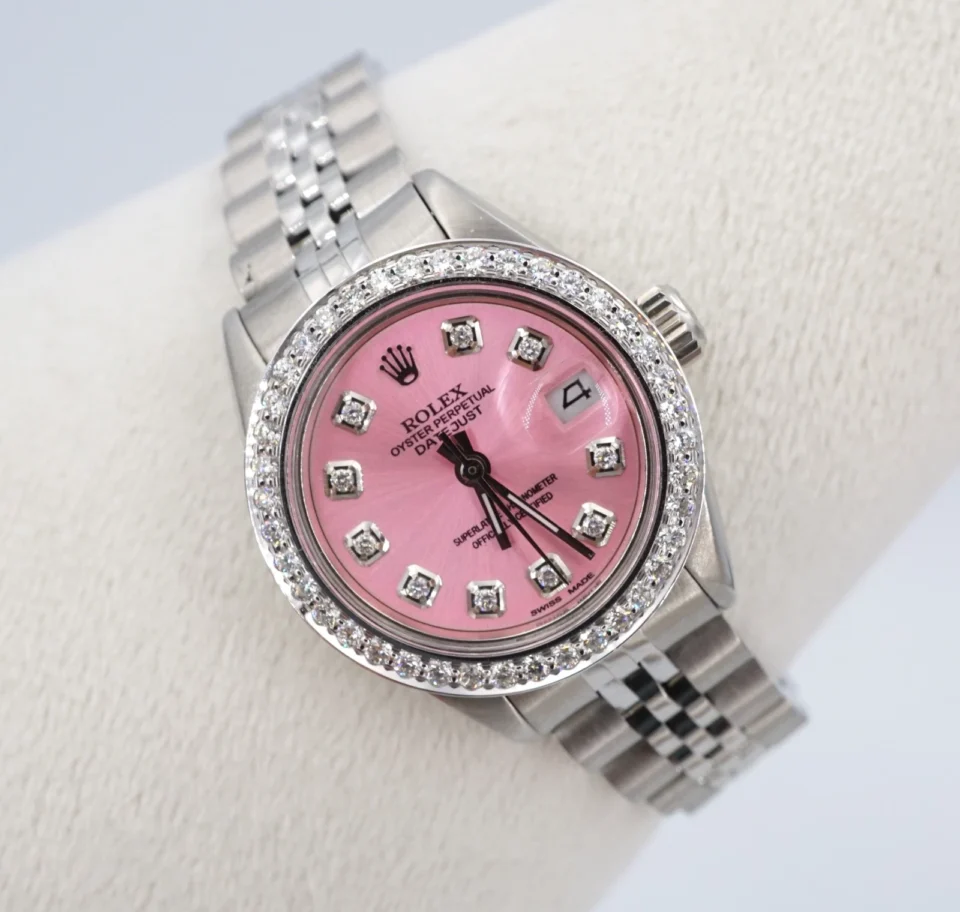 Ladies Rolex Date 6916 Diamond Bezel 18k Gold SS Warranty 26mm 6.25" W1163