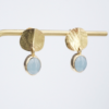 18k Earrings Tom Odell Aquamarine Hammered Disc Drop Yellow Gold 0.9", view 1