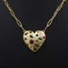 Designer Lauren K 18k Yellow Gold Heart Cluster Gem Pendant Necklace 18", view 3