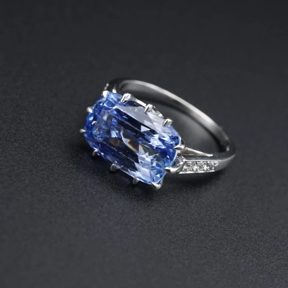 Antique Cut No Heat Ceylon Sapphire Diamond Ring 5.6ct Size 5.5 Lang RG5537