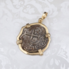 14k Gold Bezel 1715 Fleet Cob Silver Coin Shipwreck 2 Reales 1692 Recast, view 2
