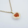 Sonja Picard 18k Gold Enamel Fire Opal Diamond Heart Necklace 24", view 6