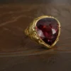 12ct Rubellite Tourmaline Cocktail Ring 18k Yellow Gold Size 7.5 Estate, view 3