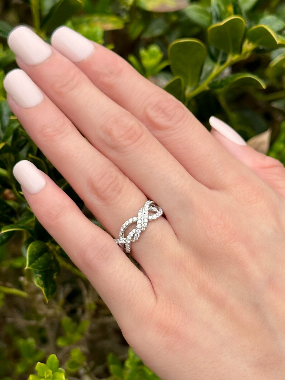 David Yurman Diamond Eternity Band Ring Platinum Size 5 7.3mm Wisteria shown worn