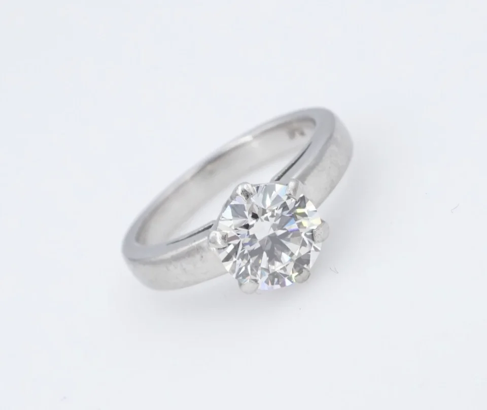 Diamond Engagement Ring Platinum GIA VS2 Solitaire 1.61ct Size 5.5 CO1312