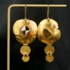 Colette Denton 20k Gold Tourmaline Earrings Enamel Artisan 1996 2.5" #14, view 3
