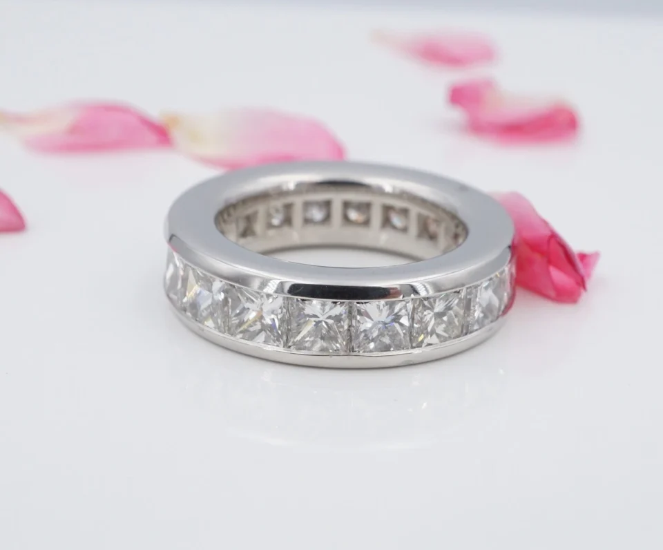 7ct Natural Diamond Eternity Band Platinum Ring Size 5.5 Chunky 6mm, view 4