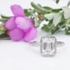 1.7ct Emerald Cut Diamond Halo Engagement Ring Size 5 Platinum D VS2 GIA, view 4