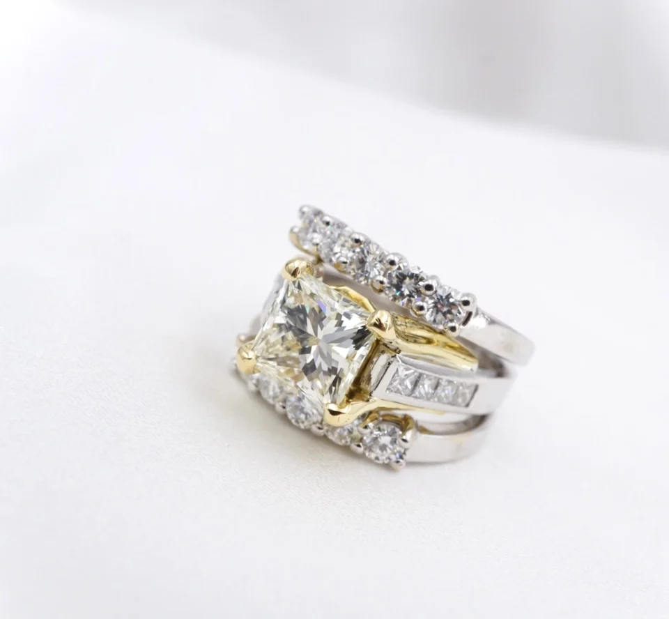 GIA 2.6ct Princess Diamond Engagement Ring Platinum 18k Gold Sz 5.5 VS2 CO1351