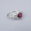 Vintage Art Deco Diamond Ring Thai Ruby Platinum Size 5.75 GIA Cocktail, view 4