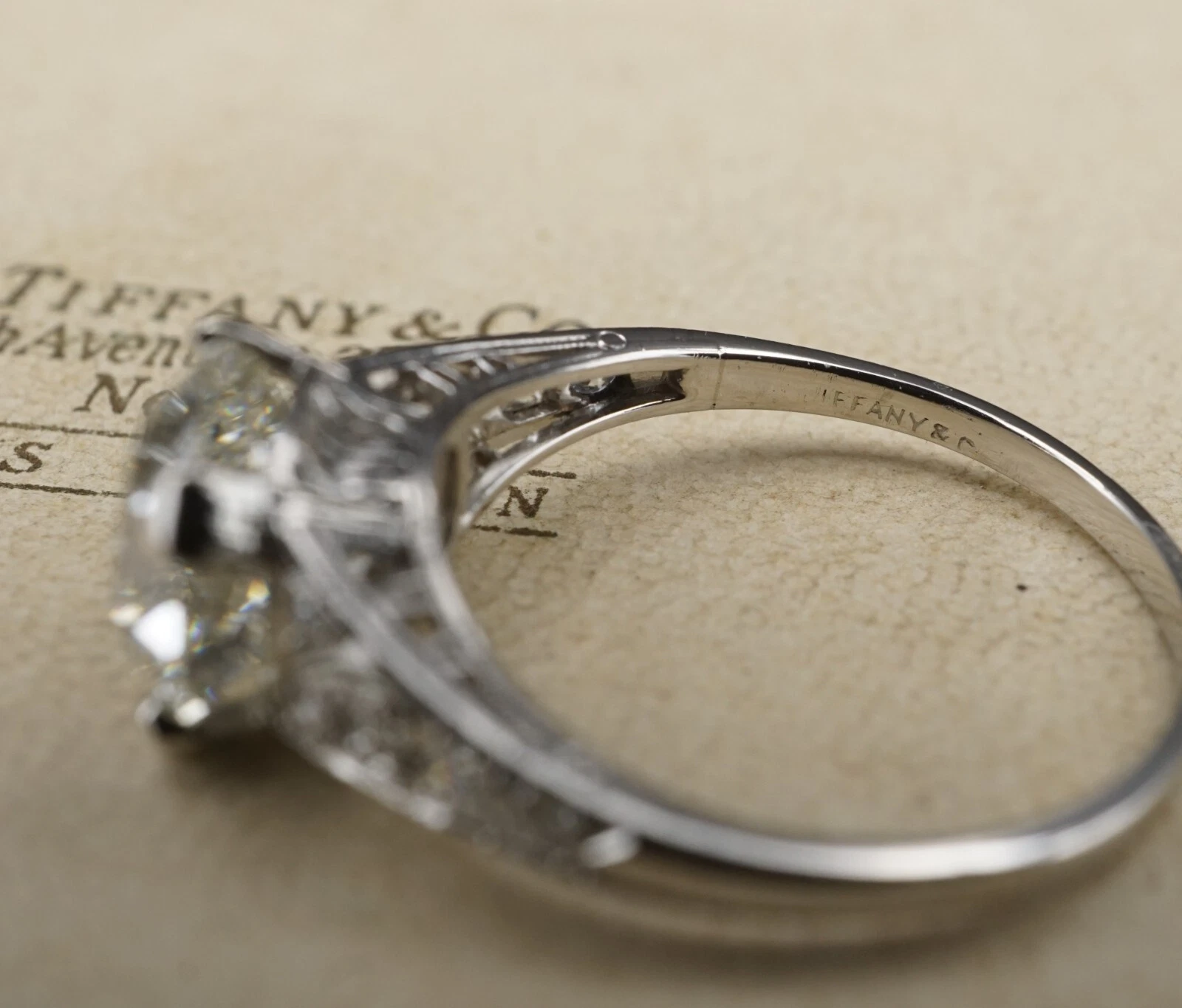 Antique Tiffany & Co Diamond Engagement Ring Platinum 2.15ct GIA Sz 5.75, view 8