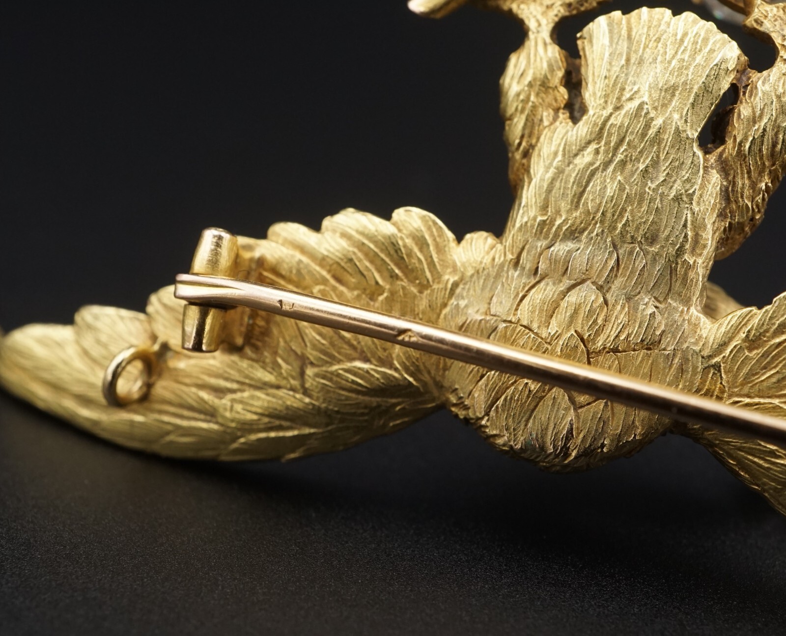 Impressive Antique French Eagle 18k Gold 1ct Mine Cut Diamond 3D Brooch 3", view 7