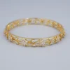 18k Diamond Bangle Bracelet Yellow Gold 3 carats Floral 7.5", view 1