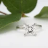 2ct Natural Diamond Engagement Ring Princess Cut Platinum Size 7 AGS H VS, view 1