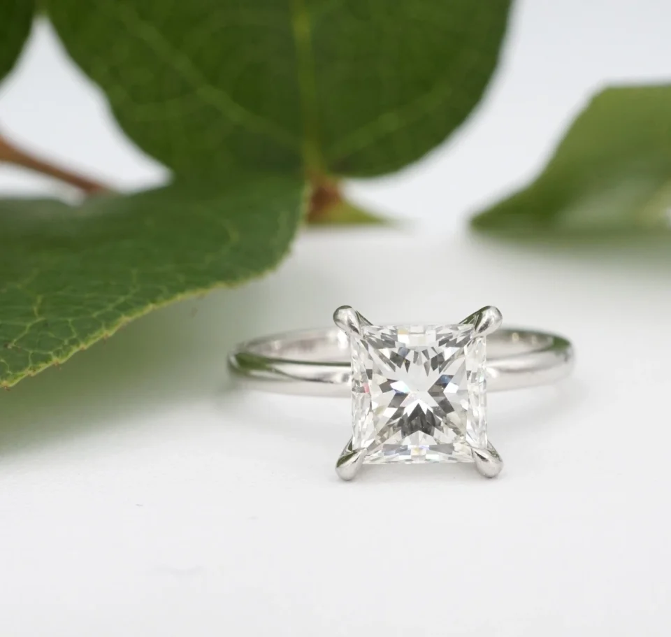 2ct Natural Diamond Engagement Ring Princess Cut Platinum Size 7 AGS H VS CO1334
