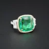 18k Gold 8.3ct Natural Emerald Diamond Halo Cocktail Ring Size 6 AGL Cert, view 7