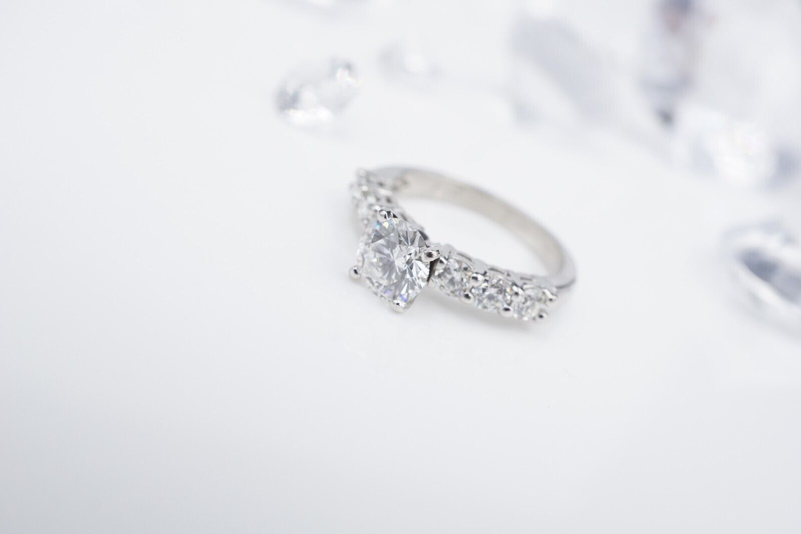 Platinum Diamond Engagement Ring Bridal Set E VS1 2.75 ct Size 7 AGS Cert, view 10