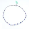 13ctw Natural Blue Sapphire Diamond Floral Quatrefoil Necklace 16.5" 18k, view 8