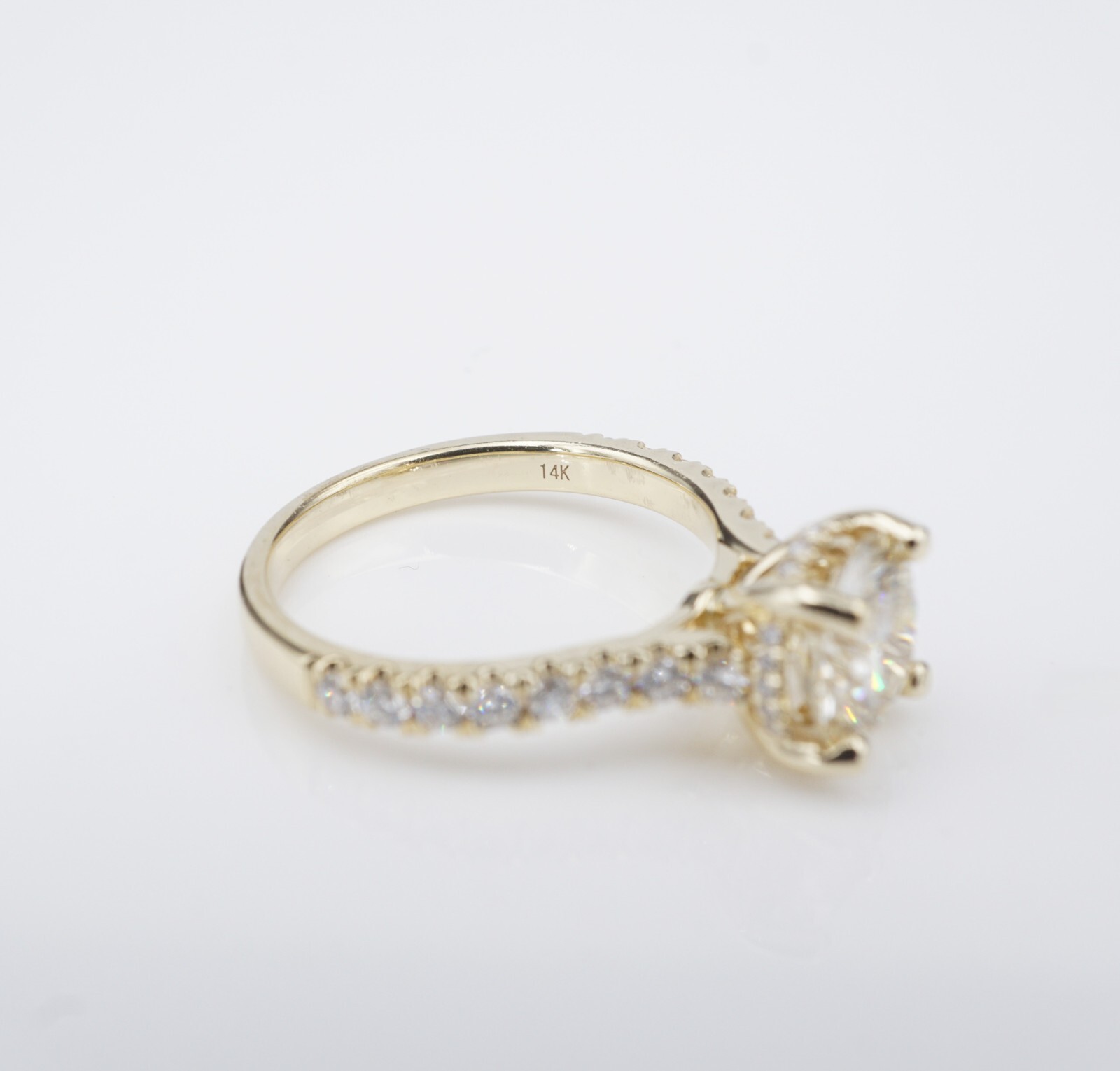 Diamond Hidden Halo Engagement Ring Size 6.5 2.25ctw RBC 14k Yellow Gold, view 5