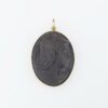 Vtg Wesley Emmons 14k Yellow Gold High Relief Carved Lava Cameo Pendant, view 2