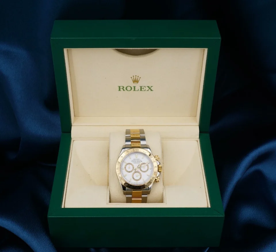 2005 Rolex Cosmograph Daytona 1165523 18k Gold Stainless 40mm Box Papers, view 2