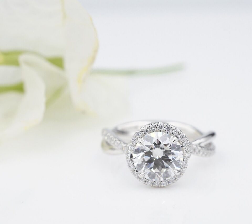 David Yurman Lanai Diamond Halo Engagement Ring Platinum 1.5ct F VS1 GIA CO1229