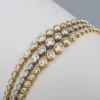 14k Diamond Tennis Bracelet 3 ctw Tri-Gold Natural 6" Bezel 3-Row, view 3