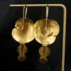 Colette Denton 20k Gold Tourmaline Earrings Enamel Artisan 1996 2.5" #14, view 4