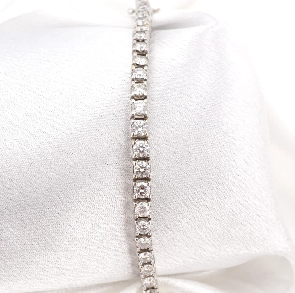 18k Natural Diamond Tennis In-line Bracelet 8 carat White Gold 7", view 2