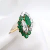 3ctw Natural Emerald Diamond Navette Toi et Moi Bypass Ring 18k Size 8.25, view 8