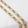 Antique 18K Gold Black White Enamel Floral Link Necklace 16.5" Victorian, view 4