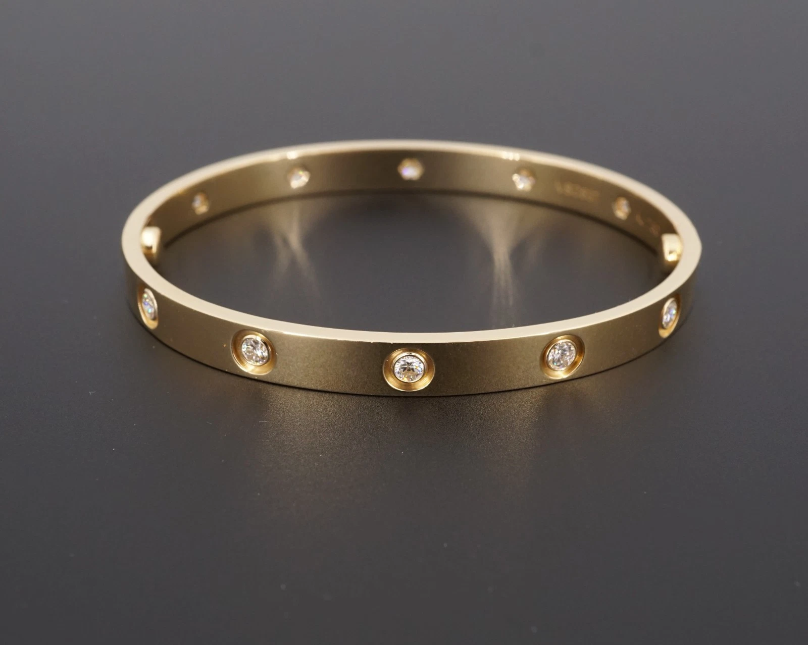 Cartier 10 Diamond Love Bracelet 18k Yellow Gold Size 17 w Box, view 3
