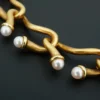 Angela Cummings 18k Pearl Collar Necklace Yellow Gold 16" Vintage, view 3