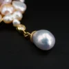 Designer Nadine Leo Natural Pearl Cluster Diamond Brooch 3" 18k Gold, view 4