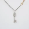 Sonja Picard Sterling 14k Double Lotus Heart Key Diamond Necklace 22", view 1