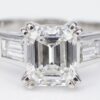 French Diamond Engagement Ring Platinum 1.9ct Emerald Size 6.25 G VS1 HRD, view 4