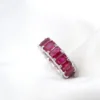 Ruby Eternity Band Stacker Ring 8.7ctw Emerald Platinum Size 6.5 Wide, view 4