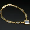Vintage 18k Carved Blue Favrile Glass Diamond Suite 1.4ctw Yellow Gold, view 7