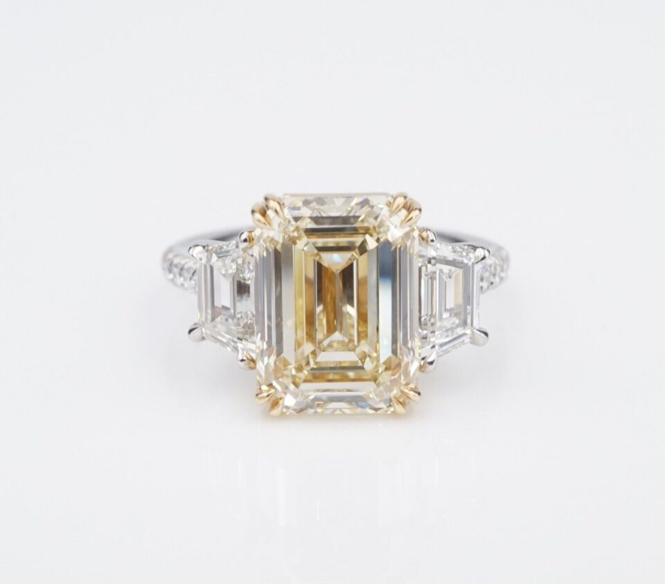 GIA Natural Yellow Diamond Engagement Ring 18k Platinum 5.6ctw Size 5 RG4680